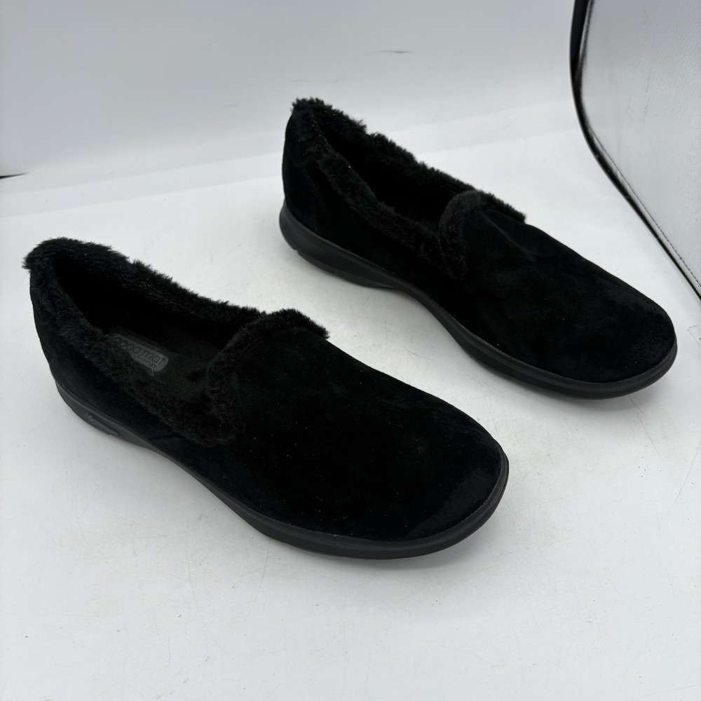 Skechers Shoes Womens Size 11 Leather UpperBlack Faux Fur Lined Goga Mat Pillars